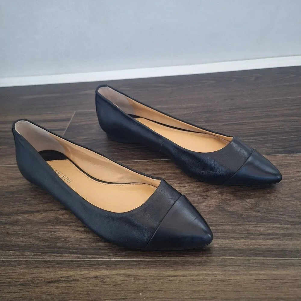 💙 Gianni Bini Leather Upper Pointed Toe Ballet Flats Size 9.5 Preppy Office Wor